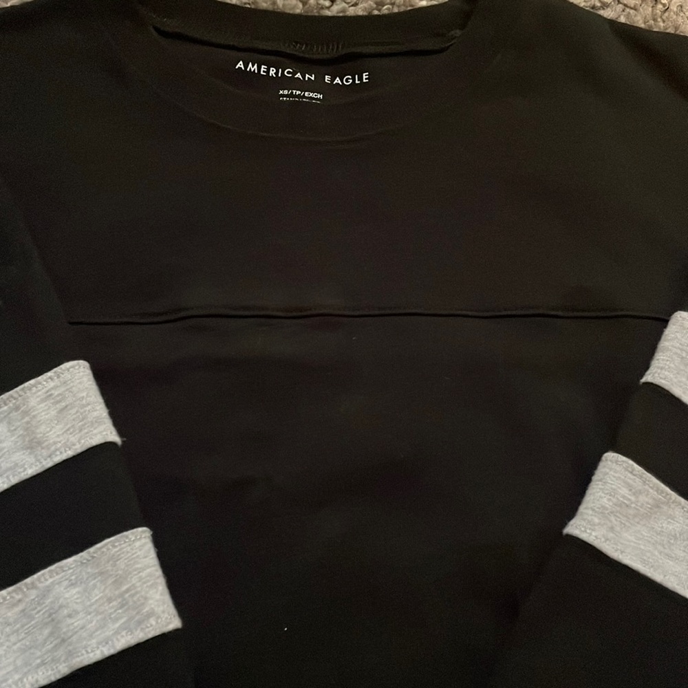 Black & Grey Striped Long Sleeve American Eagle